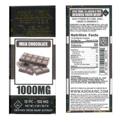 Beez Wax 1000mg Delta 8 Milk Chocolate Bar